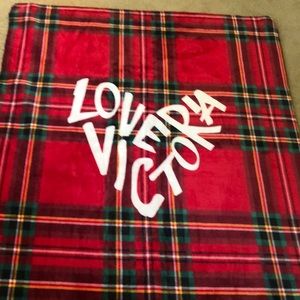 Victoria secret pink Sherpa blanket plaid